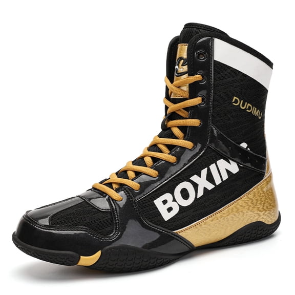 SKIUHS Men's High-Top Boxing Shoes - Bold Color Block, Non-Slip Boxing Glove-Inspired Sole & Ankle Support for Training & Matches