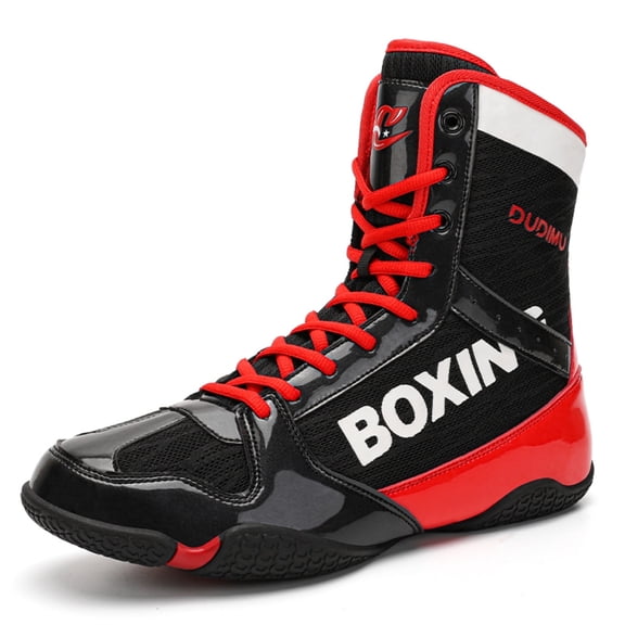 SKIUHS Men's High-Top Boxing Shoes - Bold Color Block, Non-Slip Boxing Glove-Inspired Sole & Ankle Support for Training & Matches