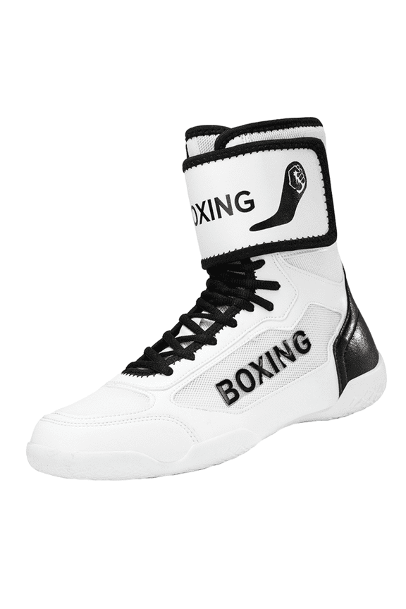 Men's High-Top Boxing Shoes with Adjustable Ankle Strap - Non-Slip Sole & Reinforced Ankle Support for Boxing Training & Matches