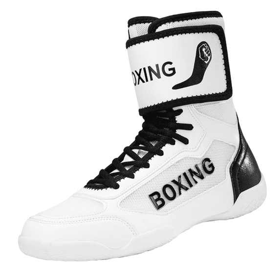 SKIUHS Men's High-Top Boxing Shoes with Adjustable Ankle Strap - Non-Slip Sole & Reinforced Ankle Support for Boxing Training & Matches