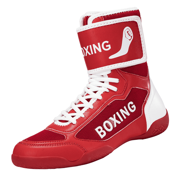 SKIUHS Men's High-Top Boxing Shoes with Adjustable Ankle Strap - Non-Slip Sole & Reinforced Ankle Support for Boxing Training & Matches