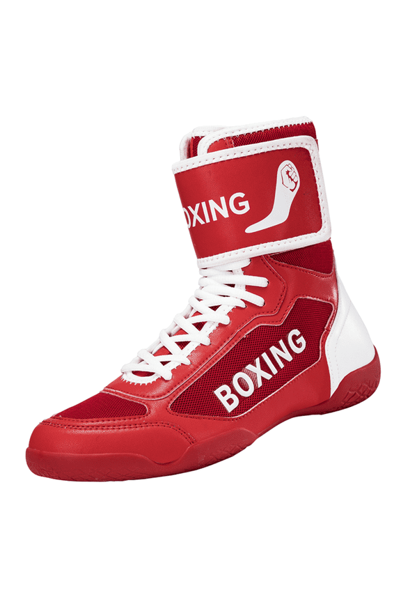 Men's High-Top Boxing Shoes with Adjustable Ankle Strap - Non-Slip Sole & Reinforced Ankle Support for Boxing Training & Matches