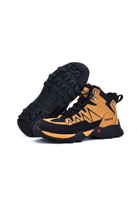 Men's Mid-Cut All-Season Steel Toe Safety Boots - Slip Resistant Lightweight Durable