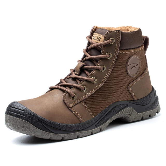 SKIUHS Men's Safety Steel Toe Work Boots – Lace-Up Ankle, Industrial Construction Boots with Rugged Safety Design