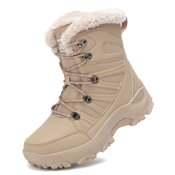 SKIUHS Men's Winter Snow Boots – Waterproof Lace-Up Fur-Lined Outdoor Boots with Anti-Slip Sole for Cold Weather