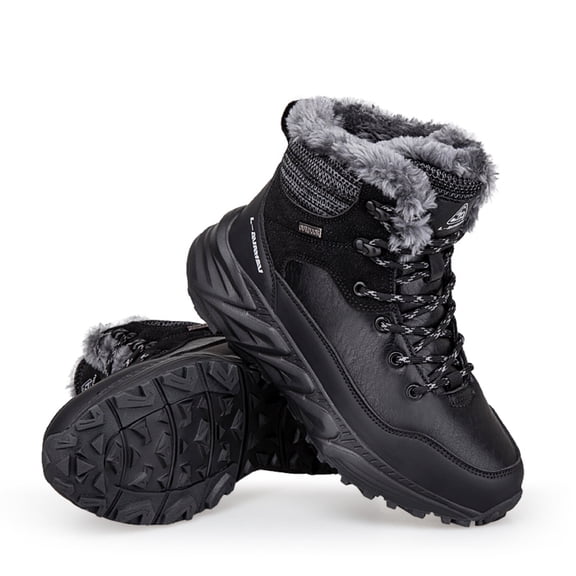 SKIUHS Unisex Black Winter Snow Boots – Warm-Lined, Waterproof & Anti-Slip for Cozy Outdoor Wear
