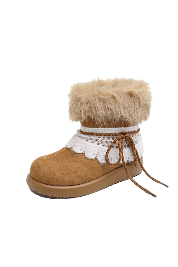 Women's Faux Fur Boots - Furry Fluffy Winter Snow Boots for Women