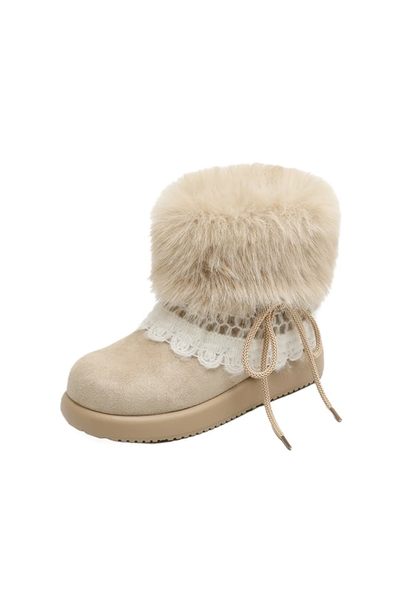 Women's Faux Fur Boots - Furry Fluffy Winter Snow Boots for Women