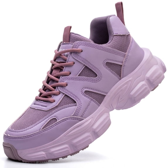 SKIUHS Women’s Steel Toe Work Shoes, Puncture Resistant Lightweight Safety Sneakers, Breathable Lace-Up Non Slip Work Shoes, All Purple