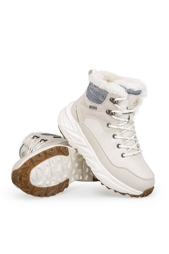 Women's White Winter Snow Boots – Warm-Lined, Waterproof Slip-Ons with Anti-Slip Sole for Outdoor Use