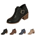 thumbnail image 1 of SKIYLEVZ Ankle Boots for Women Winter Boots Side Zip Chunky Booties Slip On Comfortable Casual Dressy Boots Faux Suede Ankle Boots Wide Width Available, 1 of 10