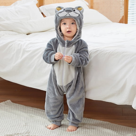 SKIYLEVZ Baby Unisex Bodysuits Toddler Baby Clothes Newborn Baby Jumpsuit Hooded Fleece Rompers Long Sleeve Onesies Outwear Outfits Pajama Outfit for Baby Boys Girls