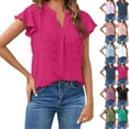 thumbnail image 1 of SKIYLEVZ Blouses for Women Dressy V Neck Ruffle Sleeve Summer Tops Casual Flowy Shirts Lightweight Comfortable Womens Shirts Beach Vacation Party Daily Outfit S-XXL, 1 of 9