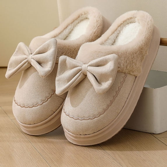 SKIYLEVZ Fuzzy Slippers for Women House Slippers with Comfortable Soft Arch Fleece Lined Slipper Slip On Footwear Cozy Flat Platform Slipper Winter Fashion Home Slipper
