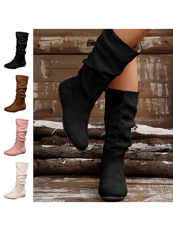 Knee-High Boots for Women Combat Boots Winter Cold Weather Shoes with Chunky Sole Comfort Platform Waterproof Winter Snow Boots Non-Slip Holiday Season