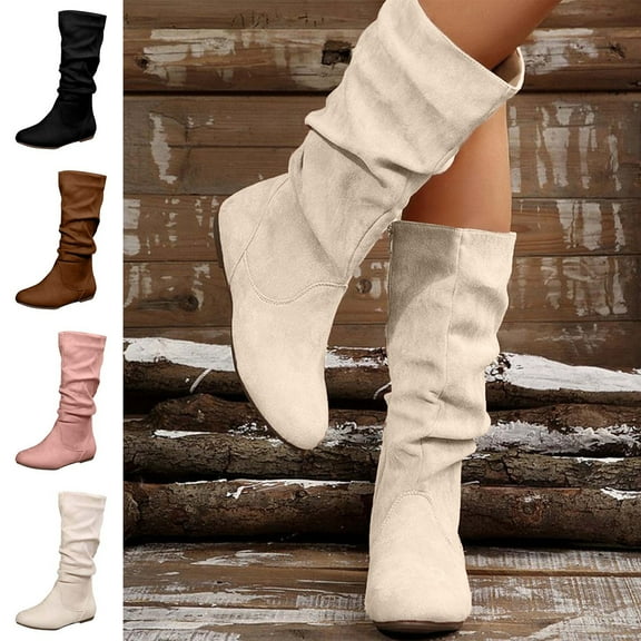 SKIYLEVZ Knee-High Boots for Women Combat Boots Winter Cold Weather Shoes with Chunky Sole Comfort Platform Waterproof Winter Snow Boots Non-Slip Holiday Season