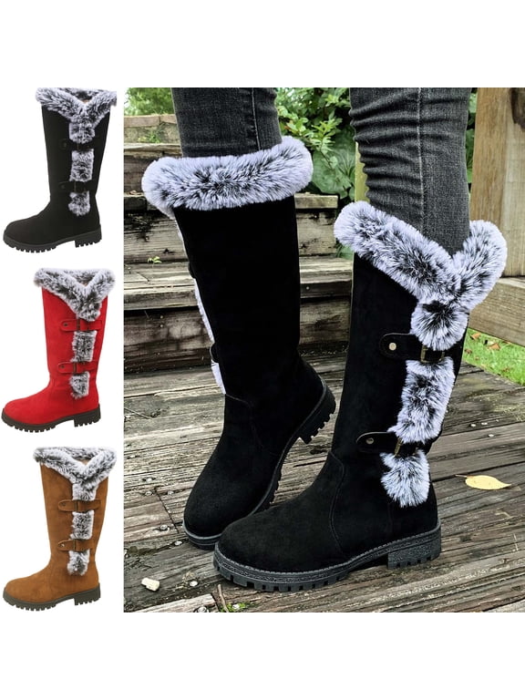 Knee-High Boots for Women Everyday Style Waterproof Winter Booties Pair with Dresses and Skirts Cushioned Insole Slip On Water Resistant Booties