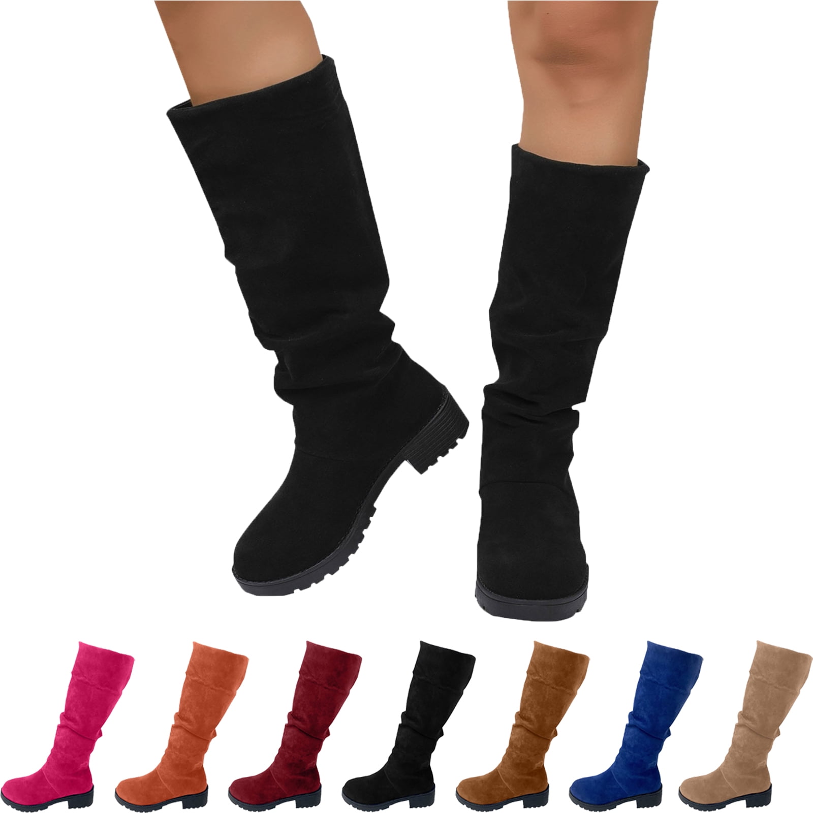 SKIYLEVZ Knee-High Boots for Women Leather Boots Timeless Boho Chic ...