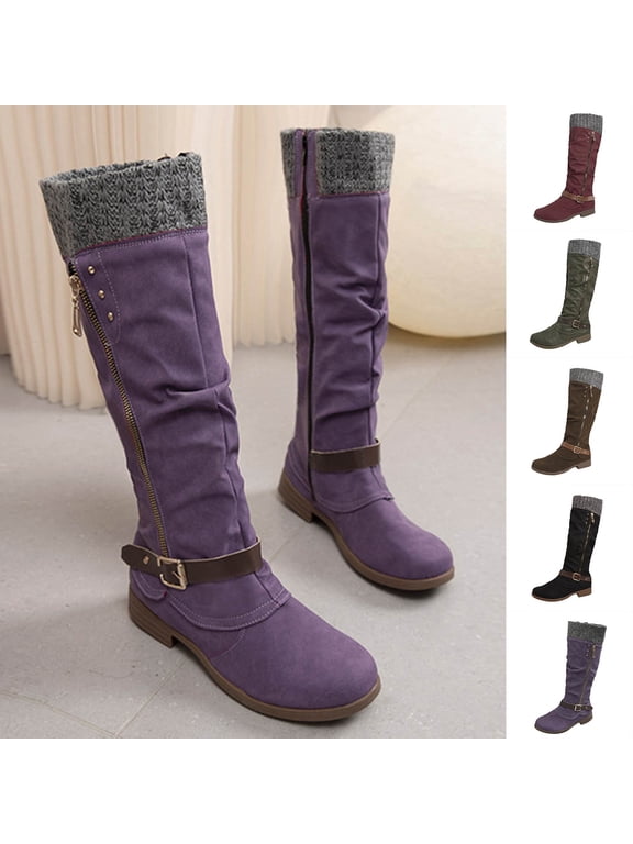 Knee-High Boots for Women Leather Boots Timeless Boho Chic Casual Style Pair with Dresses and Skirts Figure-Flattering Fashion Statement Faux Leather Boots