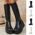 thumbnail image 1 of SKIYLEVZ Knee-High Boots for Women Leather Boots Timeless Boho Chic Casual Style Perfect for Night Out and Parties Block Heel Stretch Figure Flattering Round Toe Side Zip, 1 of 10