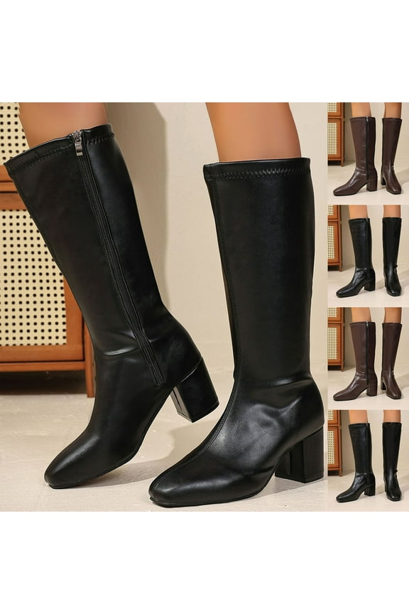 Knee-High Boots for Women Leather Boots Timeless Boho Chic Casual Style Perfect for Night Out and Parties Figure-Flattering Fashion Statement Faux Leather Boots