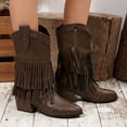 thumbnail image 1 of SKIYLEVZ Mid-calf Boots for Women Wide Calf Cowgirl Boots Boots for Women Slip-on Flat Chelsea Boots Women Ladies Fall Slip On Women Shoes Winter Boots for Women, 1 of 9
