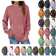 thumbnail image 1 of SKIYLEVZ Spring Sweatshirts for Women Crewneck Casual Long Sleeve Shirts Tunic Tops Solid Womens Pullover Shirt Comfortable Winter Tops Plus Size S-3XL, 1 of 8