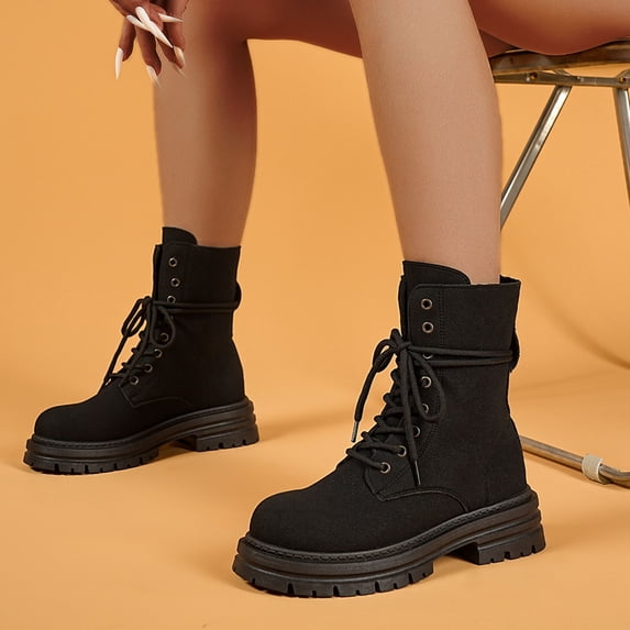 SKIYLEVZ Warm Boots for Womens Winter Fashion Ankle Boots Warm Cozy Boots with Fleece Lined Thick Flatform Warm Boots Winter Footwear Casual Boots Party Outfit