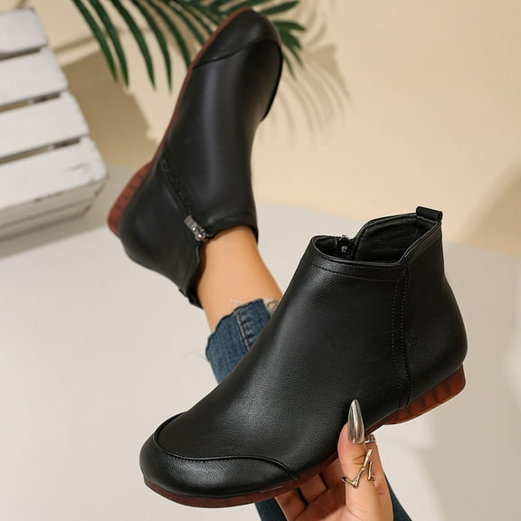 SKIYLEVZ Warm Boots for Womens Winter Fashion Ankle Boots Warm Cozy Thermal Boots Fleece Lined Shoes with Thick Platform Winter Footwear Casual Boots Party Outfit