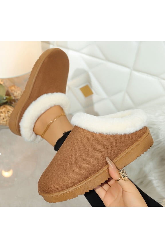 Winter Fuzzy Slippers for Women Cozy Flat Platform House Slippers with Comfortable Soft Arch Fleece Lined Slipper Slip On Footwear Winter Fashion Home Slipper