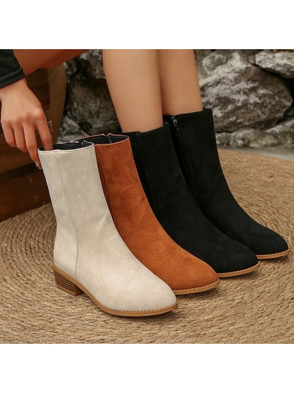 Women's Ankle Boots Comfort Platform Leather Boots Effortless Booties Perfect for Night Out and Parties Figure-Flattering Fashion Statement Faux Leather Boots