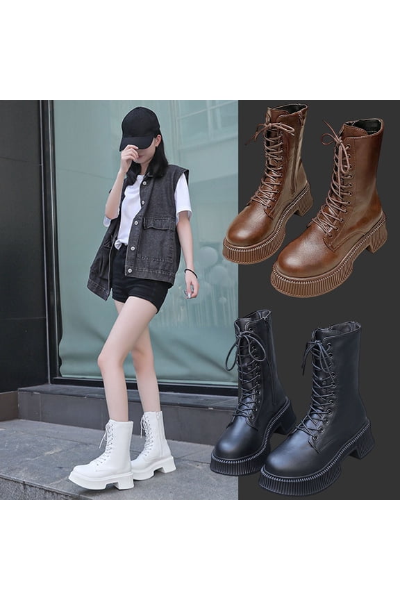 Women's Ankle Boots Everyday Style Waterproof Winter Booties for Everyday & Office Figure-Flattering Fashion Statement Faux Leather Boots