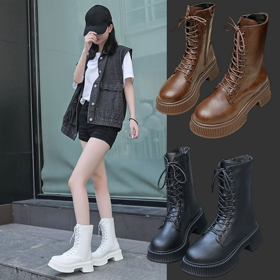 SKIYLEVZ Women's Ankle Boots Everyday Style Waterproof Winter Booties for Everyday & Office Figure-Flattering Fashion Statement Faux Leather Boots