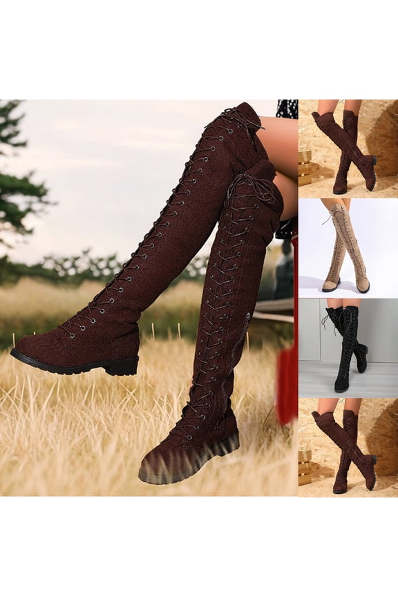 Women's Over-the-Knee Boots Women's Flat Over-The-Knee Boots in Stretch Suede Chic & Comfy Everyday Style Waterproof Winter Booties