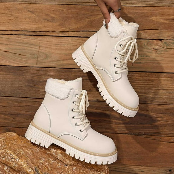 SKIYLEVZ Women's Snow Boots Warm Winter Fashion Boots Thermal Fleece Lined Soft Sole Warm Boots with Side Zipper Cold Weather Daily Outfit Party Club Footwear
