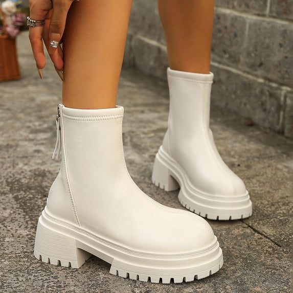 SKIYLEVZ Women's Snow Boots Warm Winter Fashion Boots Thermal Fleece Lined Soft Sole Warm Boots with Side Zipper Cold Weather Daily Outfit Party Club Footwear