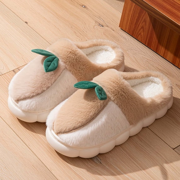 SKIYLEVZ Women's Winter Fuzzy Slippers Comfortable Soft Arch Fleece Lined Slipper Slip On Footwear Cozy Flat Platform House Slippers Non-Slide Winter Slipper