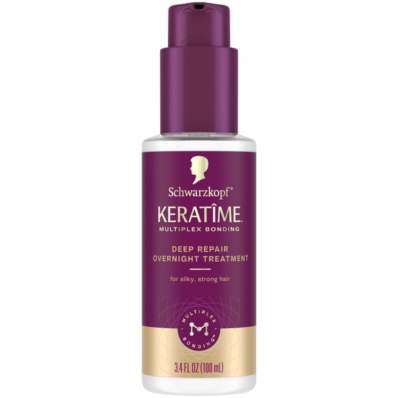 Schwarzkopf KERATIME Deep Repair Overnight Treatment for Damaged, Dry Hair, 3.4 fl oz