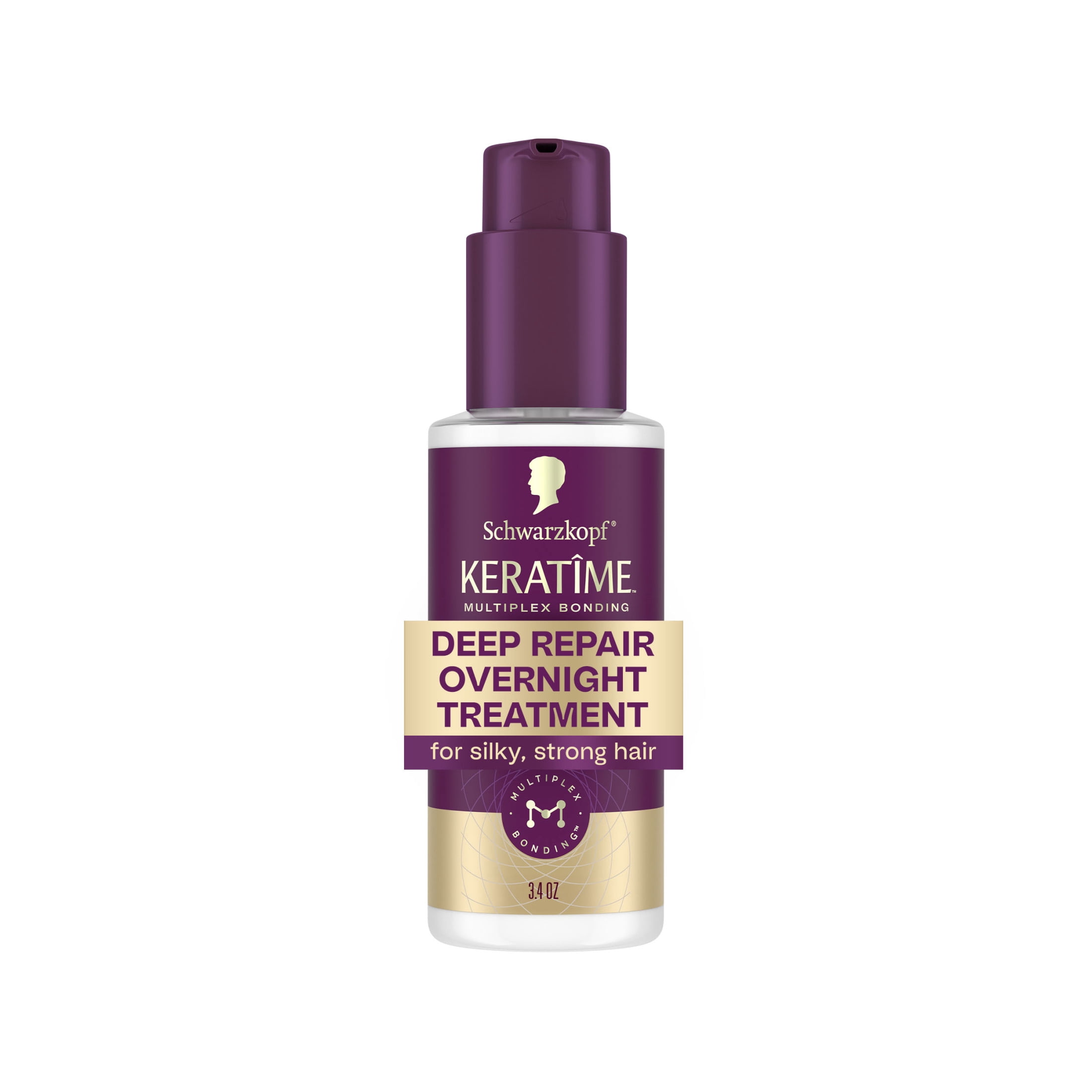 Schwarzkopf KERATIME Deep Repair Overnight Treatment for Damaged, Dry Hair, 3.4 fl oz