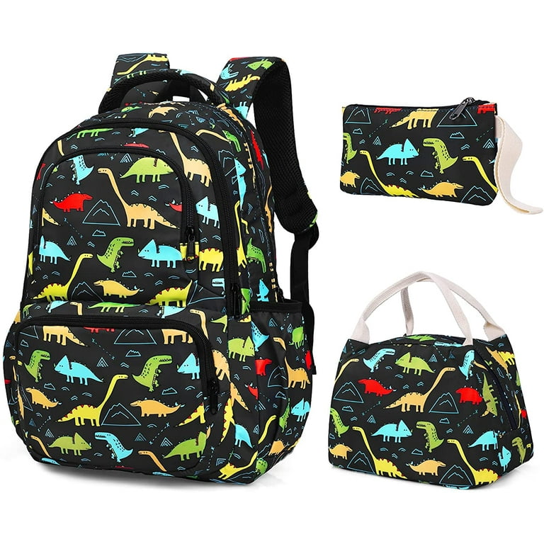 3 In 1 Dino Themed 17 Inch Backpack With Lunch Bag & Pencil Case