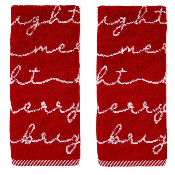 SKL HOME MERRY AND BRIGHT JACQUARD 2 PC HAND TOWEL