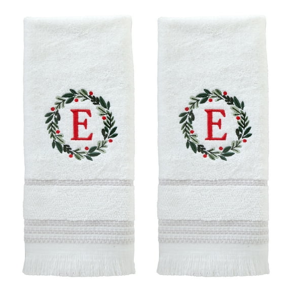 SKL HOME WREATH MONOGRAM E 2 PIECE HAND TOWEL SET