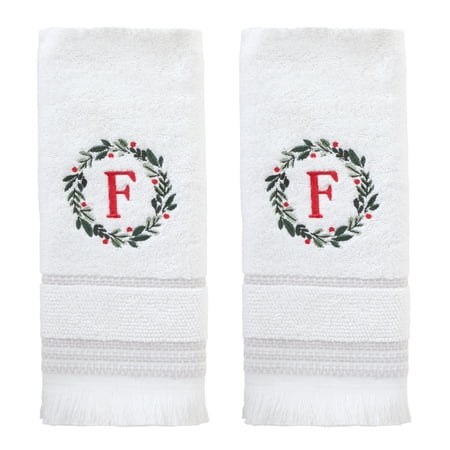 SKL HOME WREATH MONOGRAM F 2 PIECE HAND TOWEL SET