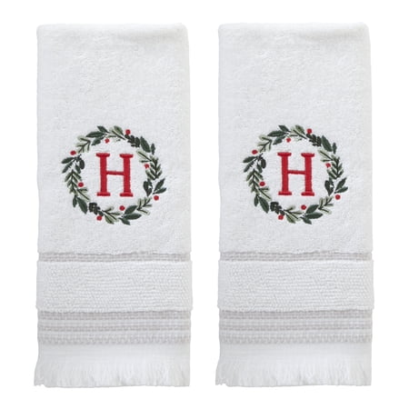 SKL HOME WREATH MONOGRAM H 2 PIECE HAND TOWEL SET