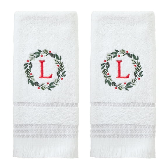 SKL HOME WREATH MONOGRAM L 2 PIECE HAND TOWEL SET