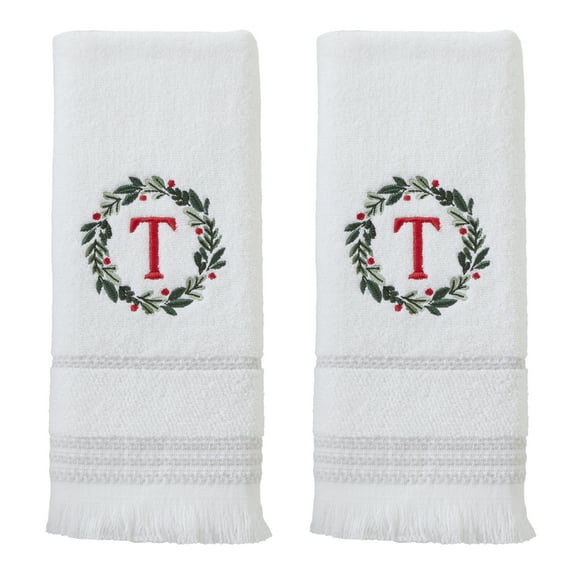SKL HOME WREATH MONOGRAM T 2 PIECE HAND TOWEL SET