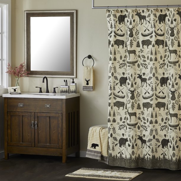 SKL Home Aspen Lodge Fabric Shower Curtain, 70" x 72"