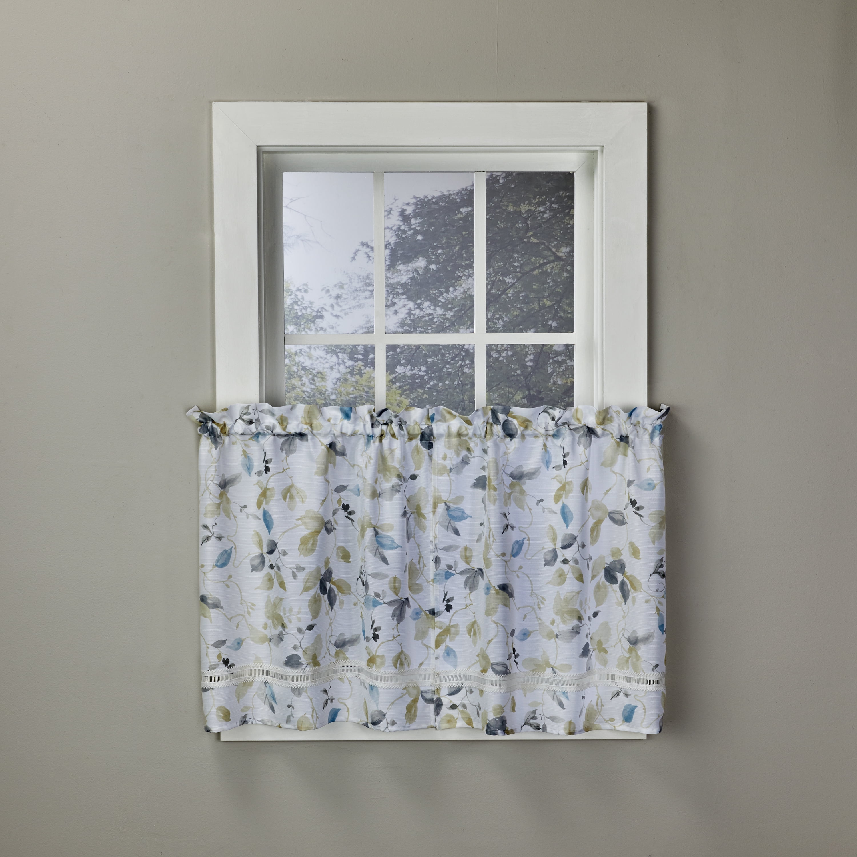 Floral Light-Filtering Polyester Window Tier Pair, 56" x 24"