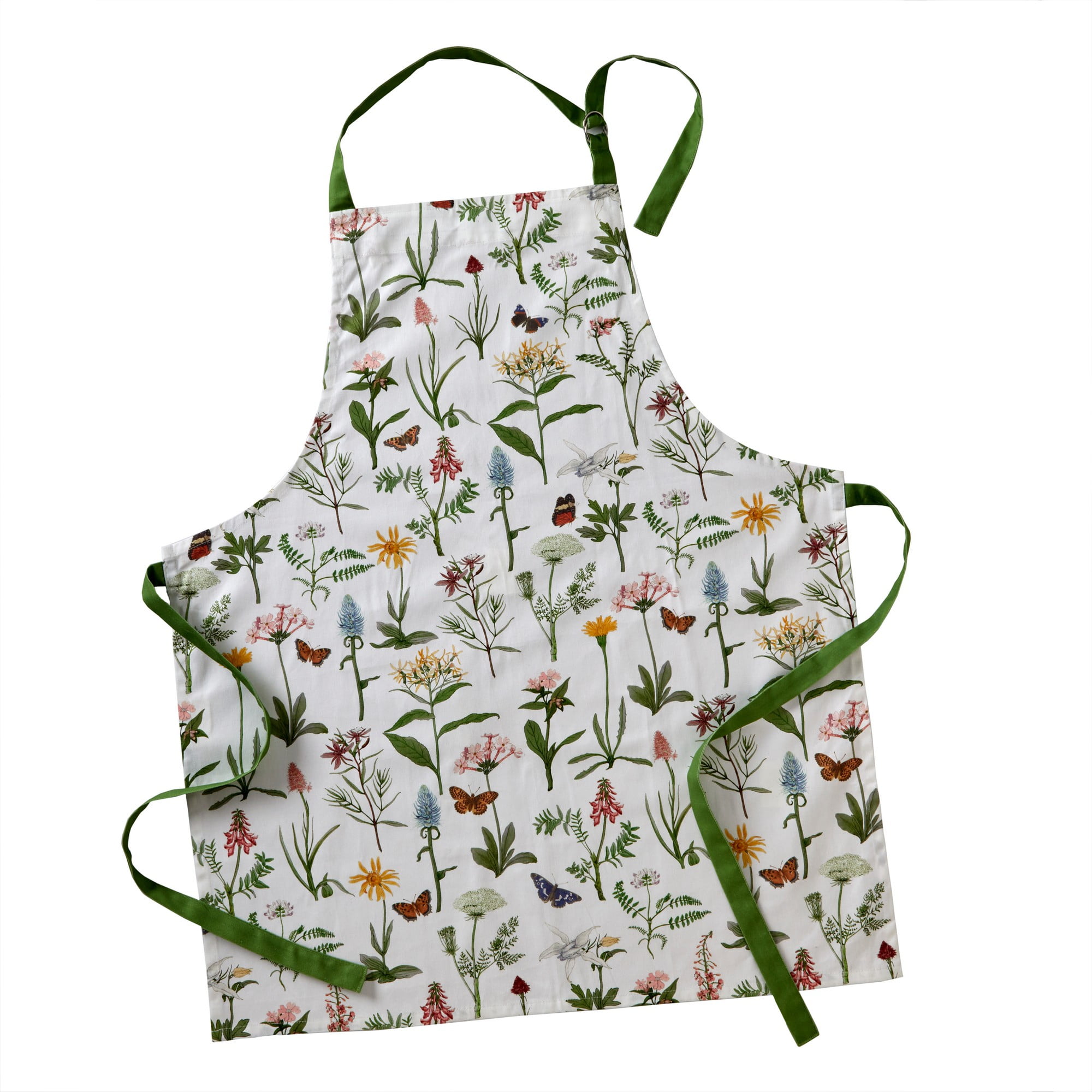 Green Floral Cotton Apron with Adjustable Straps