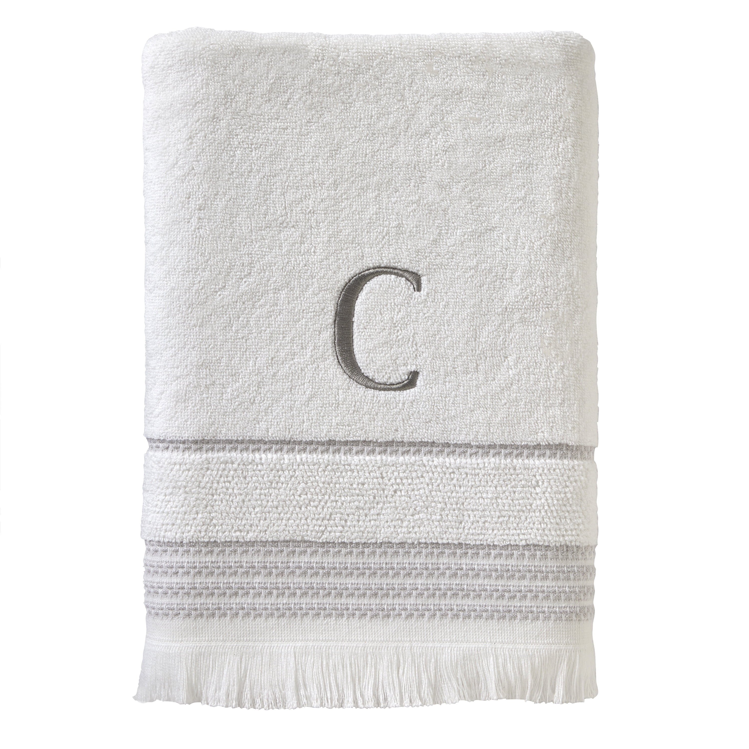SKL Home Casual Monogram Bath Towel, "C", White